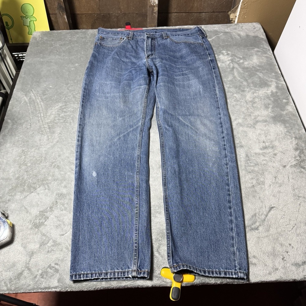 LEVIS 505 Jeans Regular Fit Blue Denim Trousers‎ Mens 38x32 Medium Wash Retro